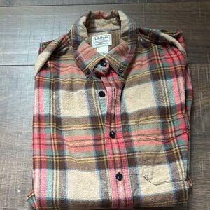 L.L. Bean Men's Plaid Flannel Shirt, Large Tall